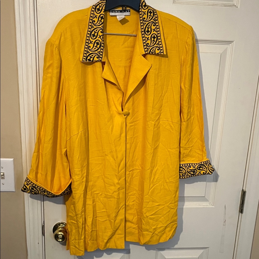 Dana Kay Yellow Jacket with Black Patterned Trim